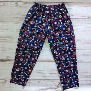 Disney Mickey Mouse Winter Plaid Snowflake Print Pajama Pants Sz Large